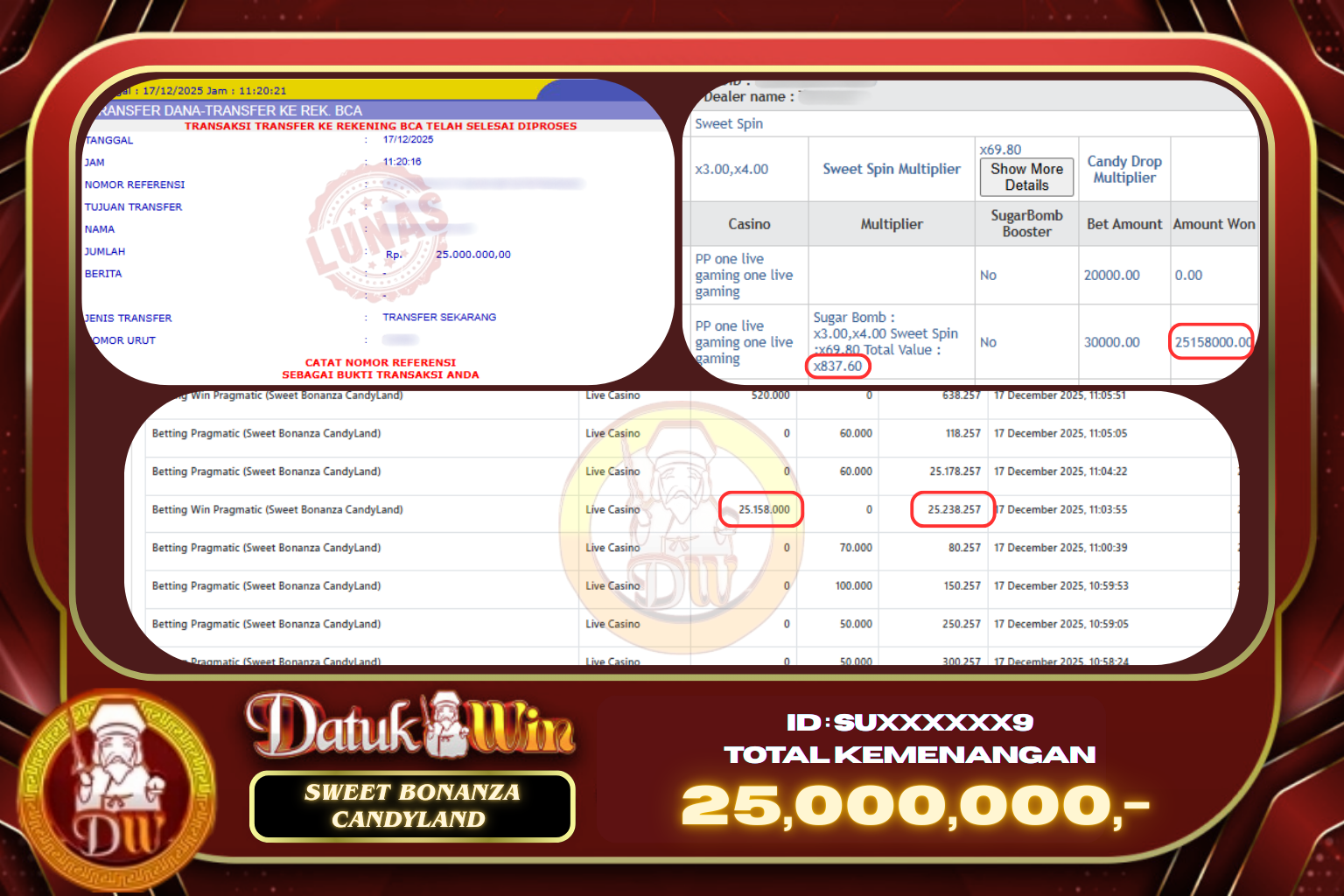 DATUKWIN | Bukti Pembayaran Withdraw dan Kemenangan Jackpot Hari Ini 17 DESEMBER 2025